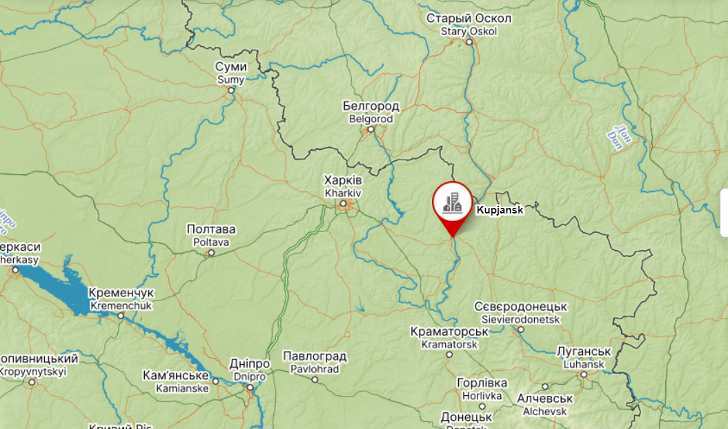 Kupjansk na mapě